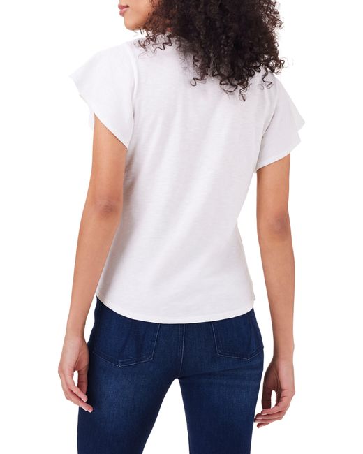 NZT by NIC+ZOE White Nzt By Nic+zoe Flutter Sleeve Cotton T-shirt