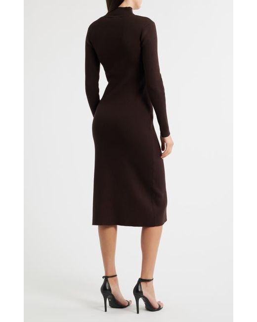 Tahari Black The Chaya Button Detail Long Sleeve Sweater Dress