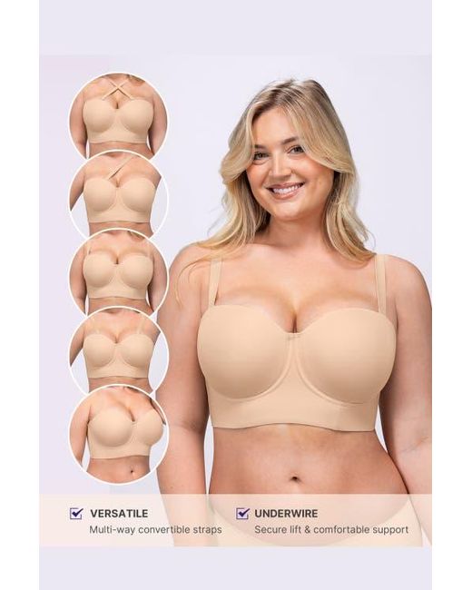 Shapellx Natural Strapless Convertible Underwire Bra Full Coverage