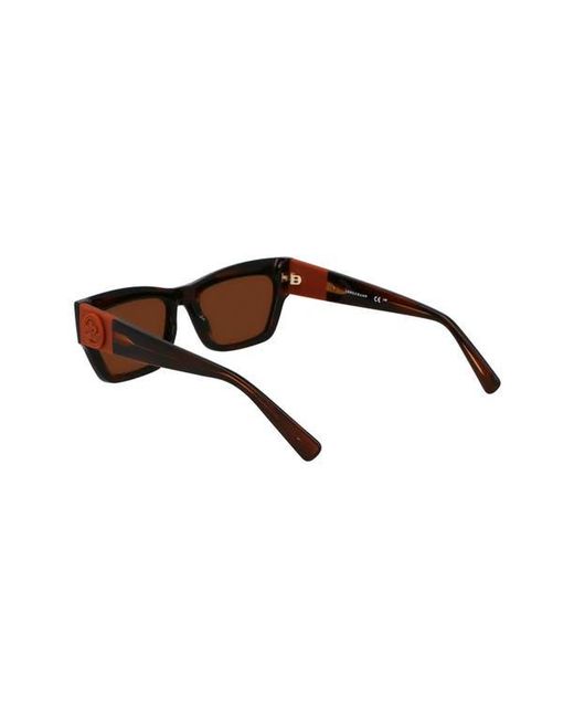 Longchamp Brown Medallion 53Mm Modified Rectangular Sunglasses
