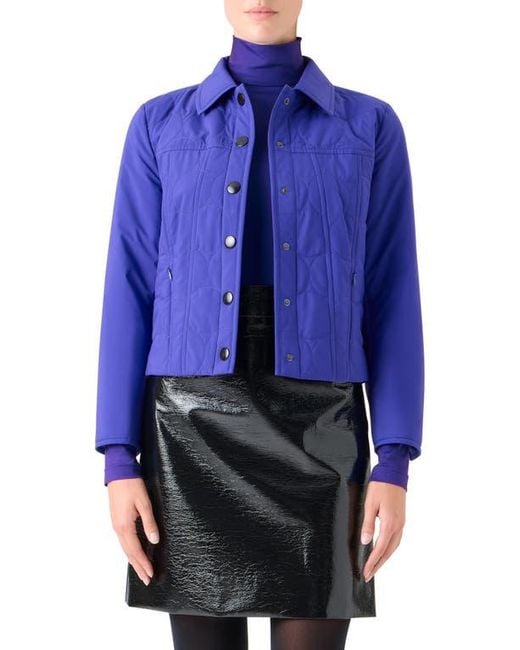 Akris Punto Blue Dot Quilted Technical Poplin Crop Jacket