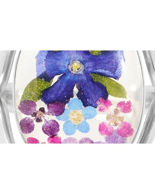 ATHRA LUXE White Dried Flowers Oval Ring