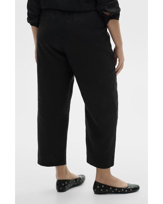 Mango Black Linen Drawstring Pants