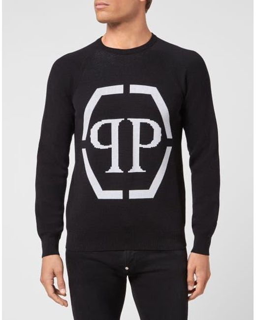 Philipp Plein Blue Pullover Round Neck for men