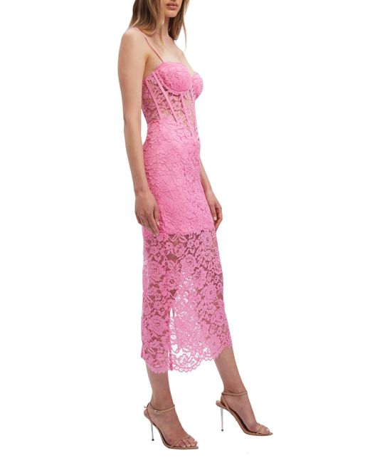 Bardot Olina Lace Corset Dress in Pink | Lyst