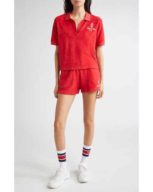 Sporty & Rich Red Vendome Cotton Terry Polo