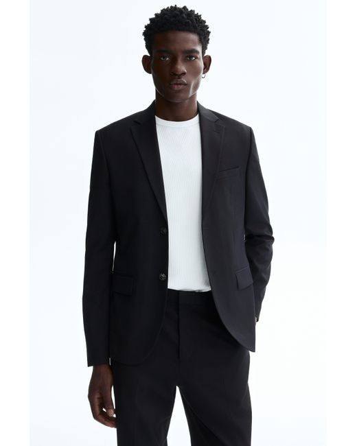 H&M Black Regular-Fit Single-Breasted Jacket for men