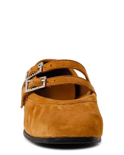 Free People Brown Gemini Rhinestone Buckle Ballet Flat