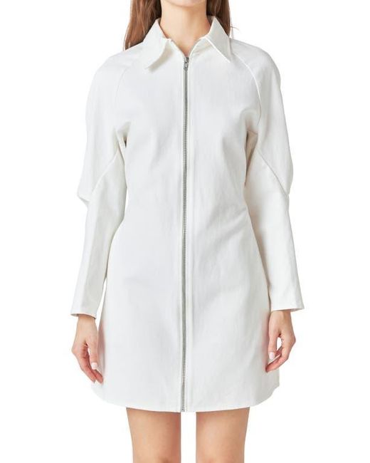 Grey Lab White Long Sleeve Zip Minidress