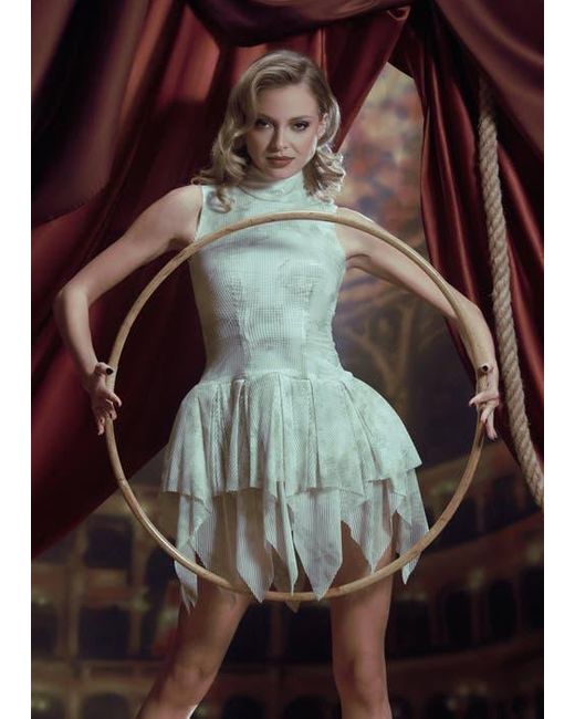 Contessa Mills Blue Bella Printed Piquet Tulle Dress