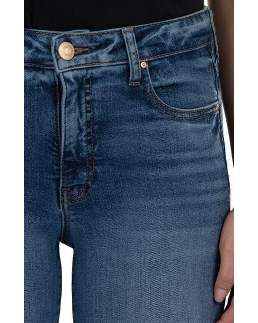 Kut From The Kloth Blue Reese High Waist Raw Hem Ankle Straight Leg Jeans