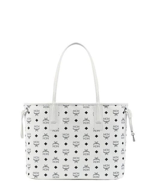 MCM White Medium Liz Reversible Shopper