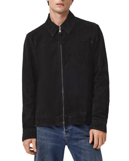 AllSaints Black Rhone Suede Jacket for men