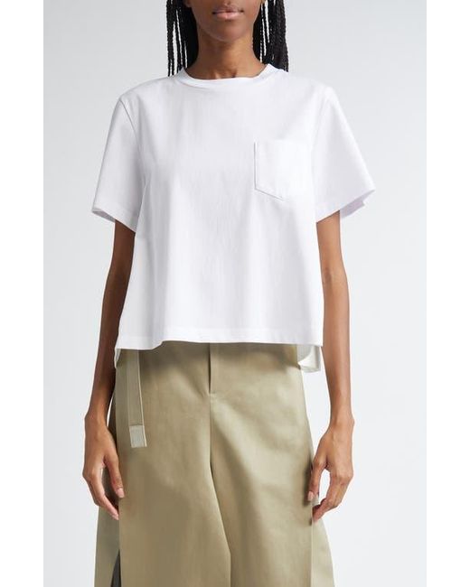 Sacai White Nylon Twill & Cotton Jersey T-Shirt