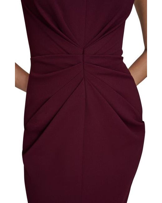Donna Karan Red Center Ruched Crepe Sheath Dress