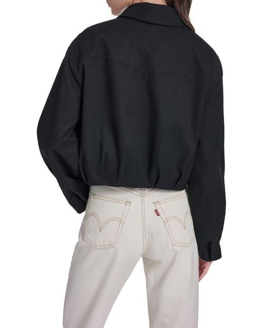 Levi's Black Crop Bubble Hem Bomber Jacket