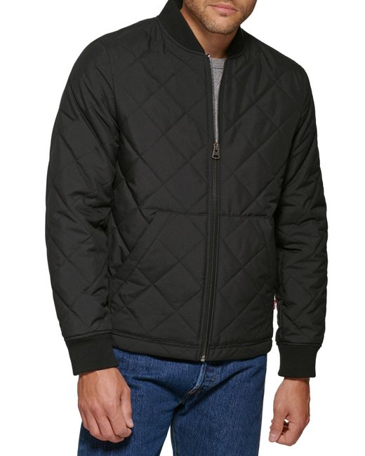 Levi's Diamond Quilted Bomber Jacket in Black for Men | Lyst