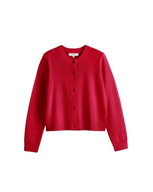 Chinti & Parker Red Wool Cashmere Blend Crew Neck Cropped Cardigan