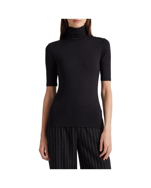 Ralph Lauren Black Jersey Turtleneck Top