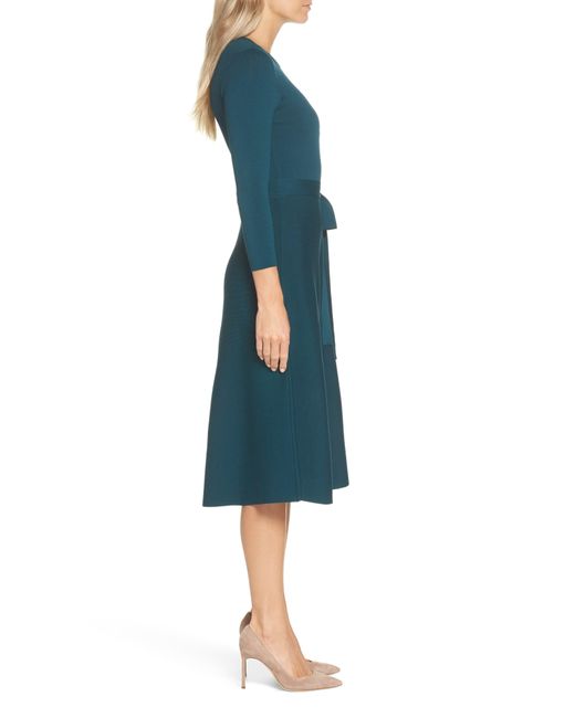 Eliza J Blue Fit & Flare Sweater Dress
