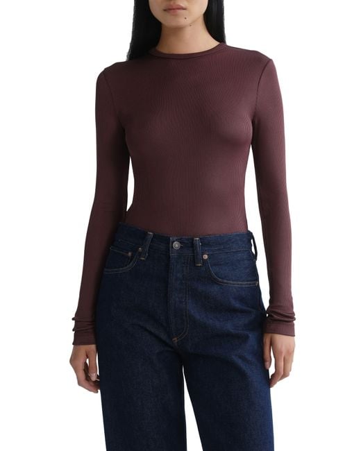 Agolde Purple Delphi Slim Ribbed Tee