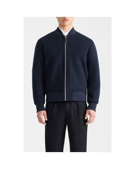 Mackage Blue Emilio Wool Bomber Jacket for men