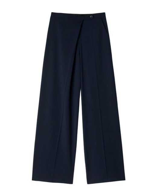 Sandro Blue Asymmetric Straight-Leg Trousers