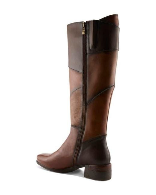 Spring Step Brown Patchwork Knee High Boot