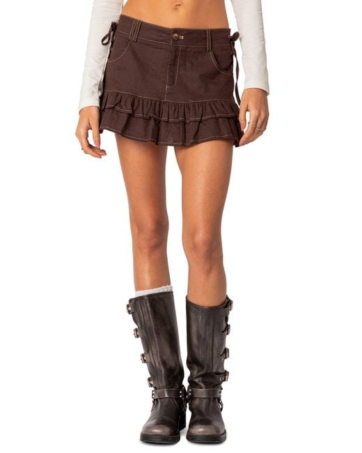 Edikted Black Dev Ruffle Miniskirt