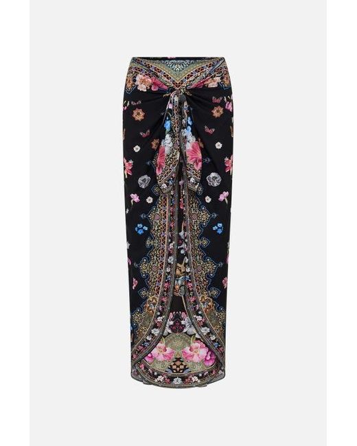 Camilla Multicolor Layered Long Sarong With Front Tie Midnight