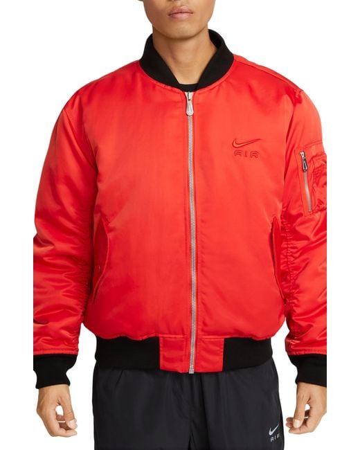 Nike Air Water Repellent Satin Bomber Jacket in Red for Men Lyst
