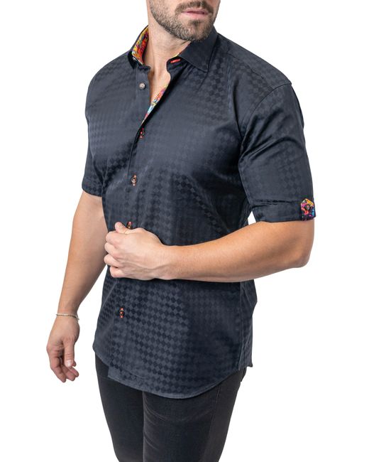 Maceoo Blue Galileo Panam 68 Contemporary Fit Short Sleeve Button-up Shirt At Nordstrom for men