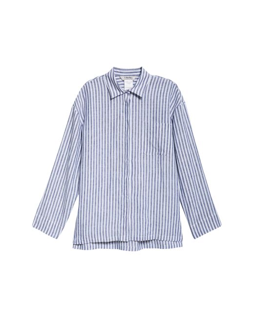 Max Mara Blue Renania Stripe Linen Button-up Shirt
