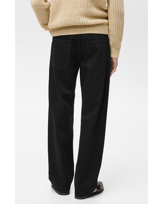 Mango Black Mid Rise Relaxed Straight Leg Jeans for men