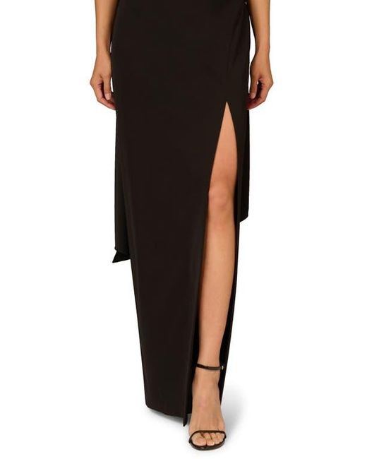 Aidan Mattox Black Bonded Crepe Gown