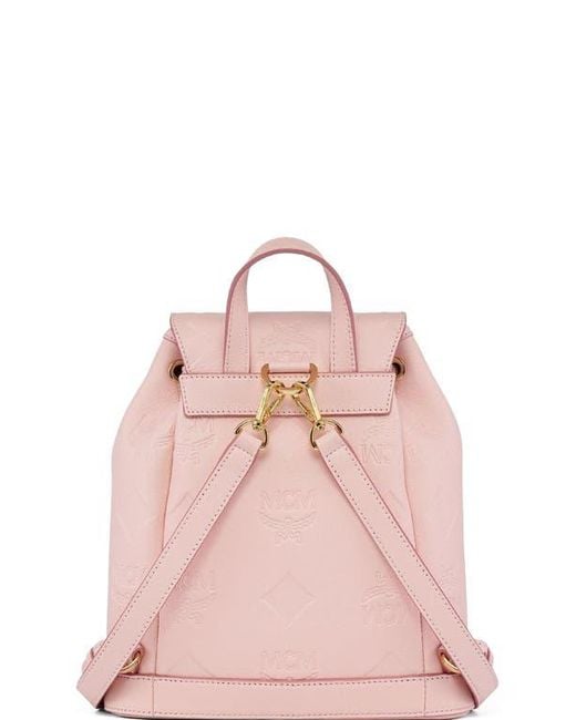 MCM Pink Aren Drawstring Backpack