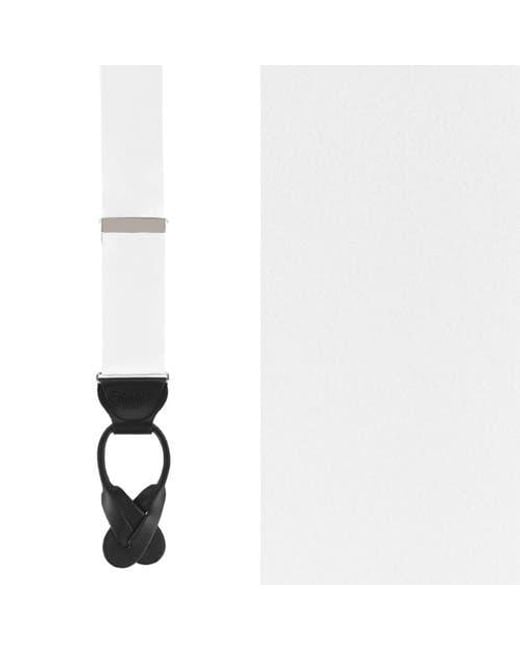 Trafalgar White Big & Tall Dutton Solid Colored Silk Button End Suspenders for men