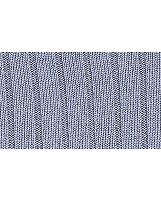 Donna Karan Blue Button Shoulder Boat Neck Rib Sweater