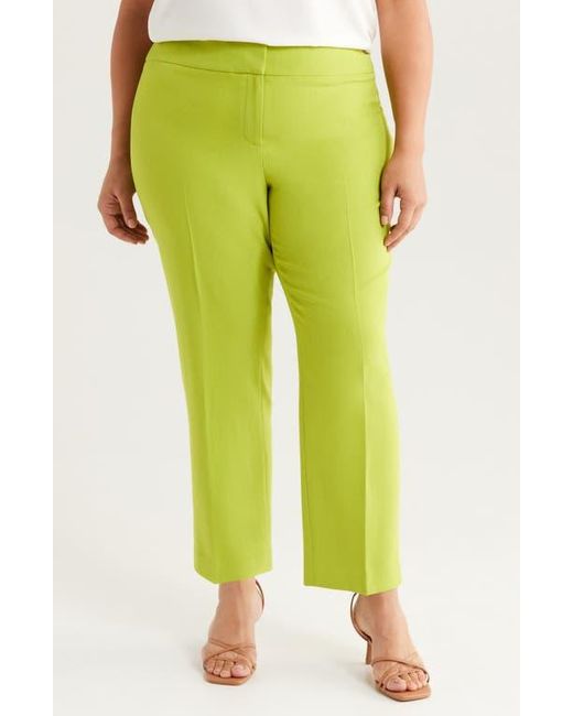 Kasper Green Flat Front Slim Pants