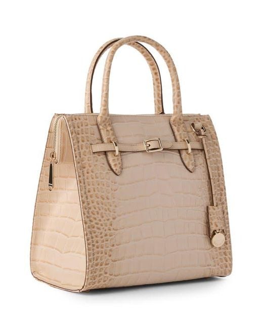 Brahmin Natural Small Caroline Croc Embossed Leather Satchel