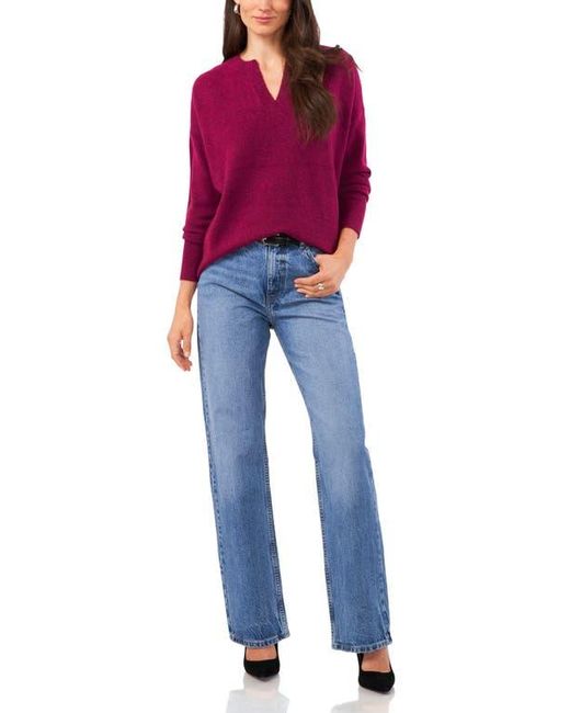 Vince Camuto Red Drop Shoulder V-Neck Sweater