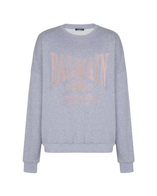 Balmain Blue Printed Cotton Sweatshirt for men