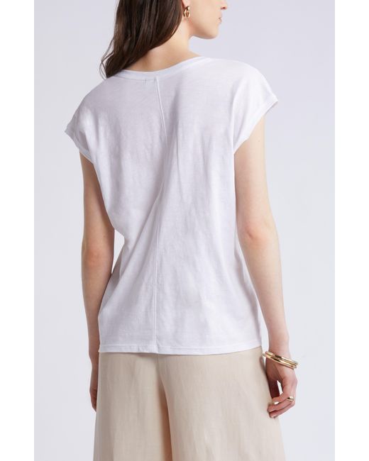 Nordstrom White Sleeveless V-neck Cotton T-shirt