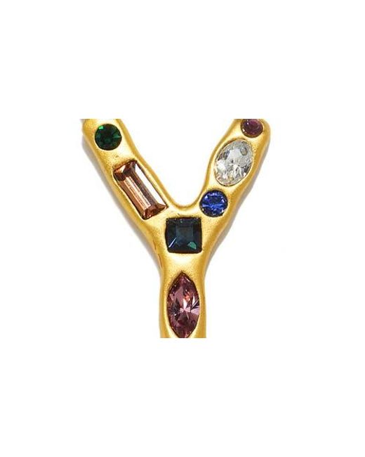 Sequin Metallic Emilie Crystal Initial Pendant Necklace