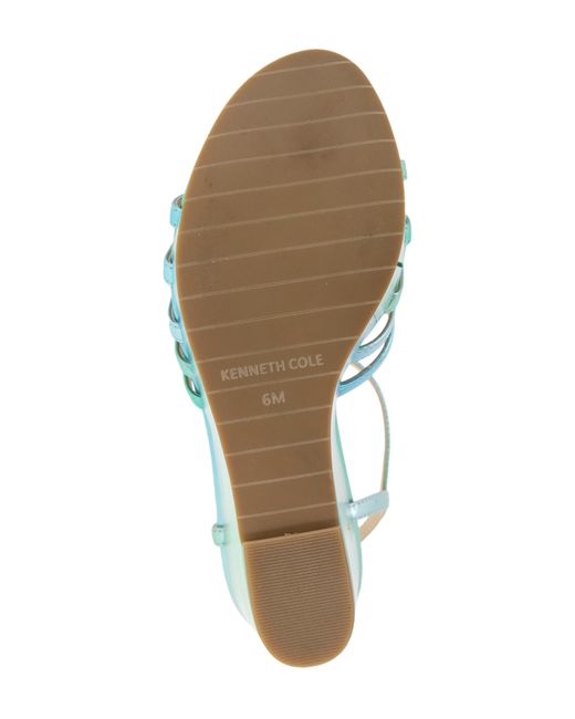 Kenneth Cole Blue Celia Ankle Strap Platform Wedge Sandal