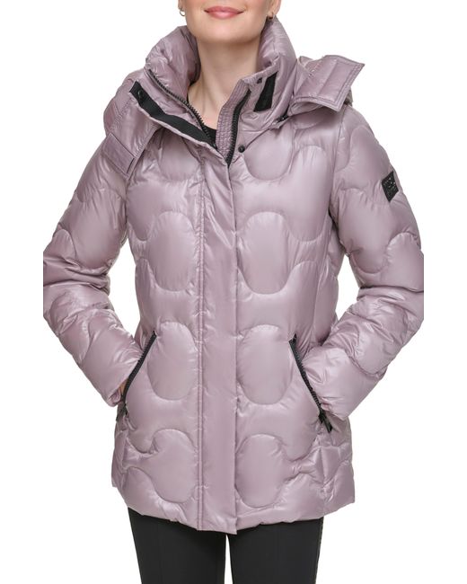 Karl Lagerfeld Purple Onion Quilted Short Down & Feather Fill Coat