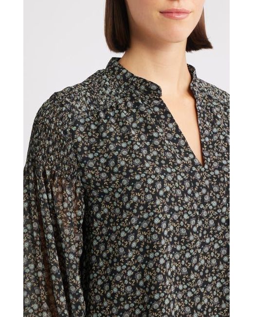 Madewell Black Semisheer Split Neck Top