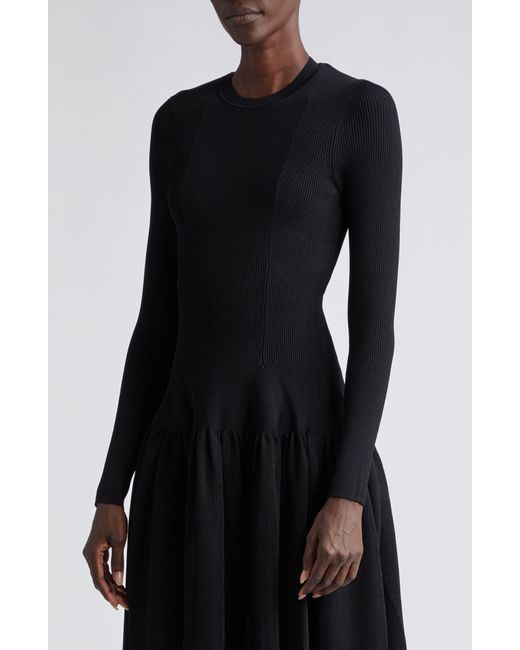 Altuzarra Black Denning Long Sleeve Rib Sweater Dress