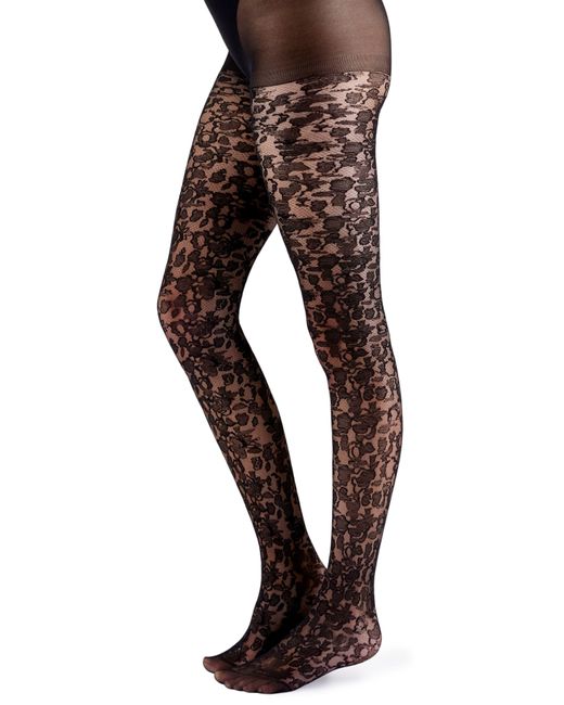 Pretty Polly Floral Tights in Black