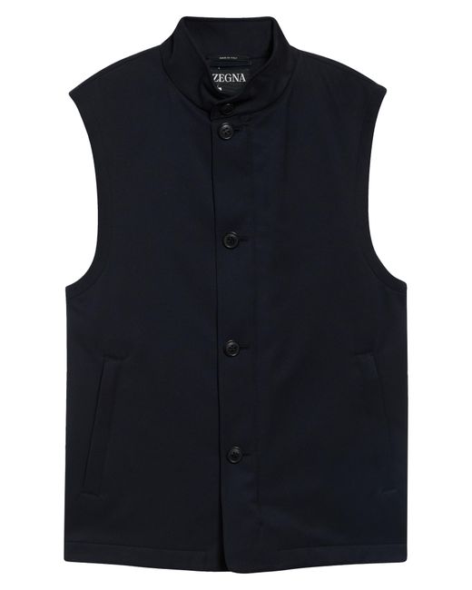 Zegna Blue Button Front Vest for men